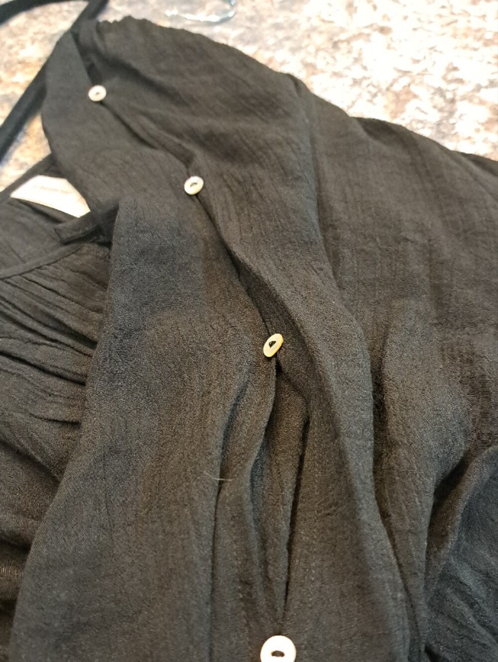 Soft Black Peasant Blouse with Lace Panel - - Picture 11 of 11